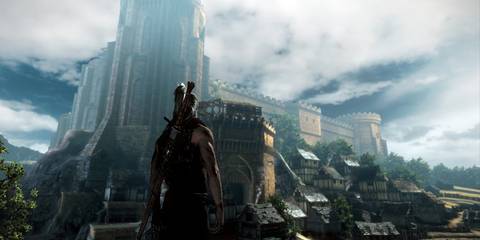 the witcher 2 geralt looking over city