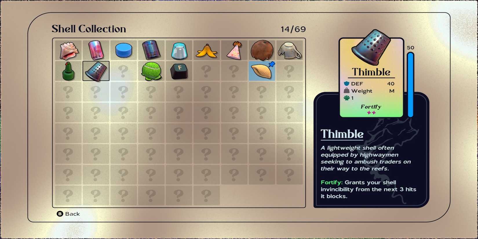 Thimble shell in Another Crab's Treasure