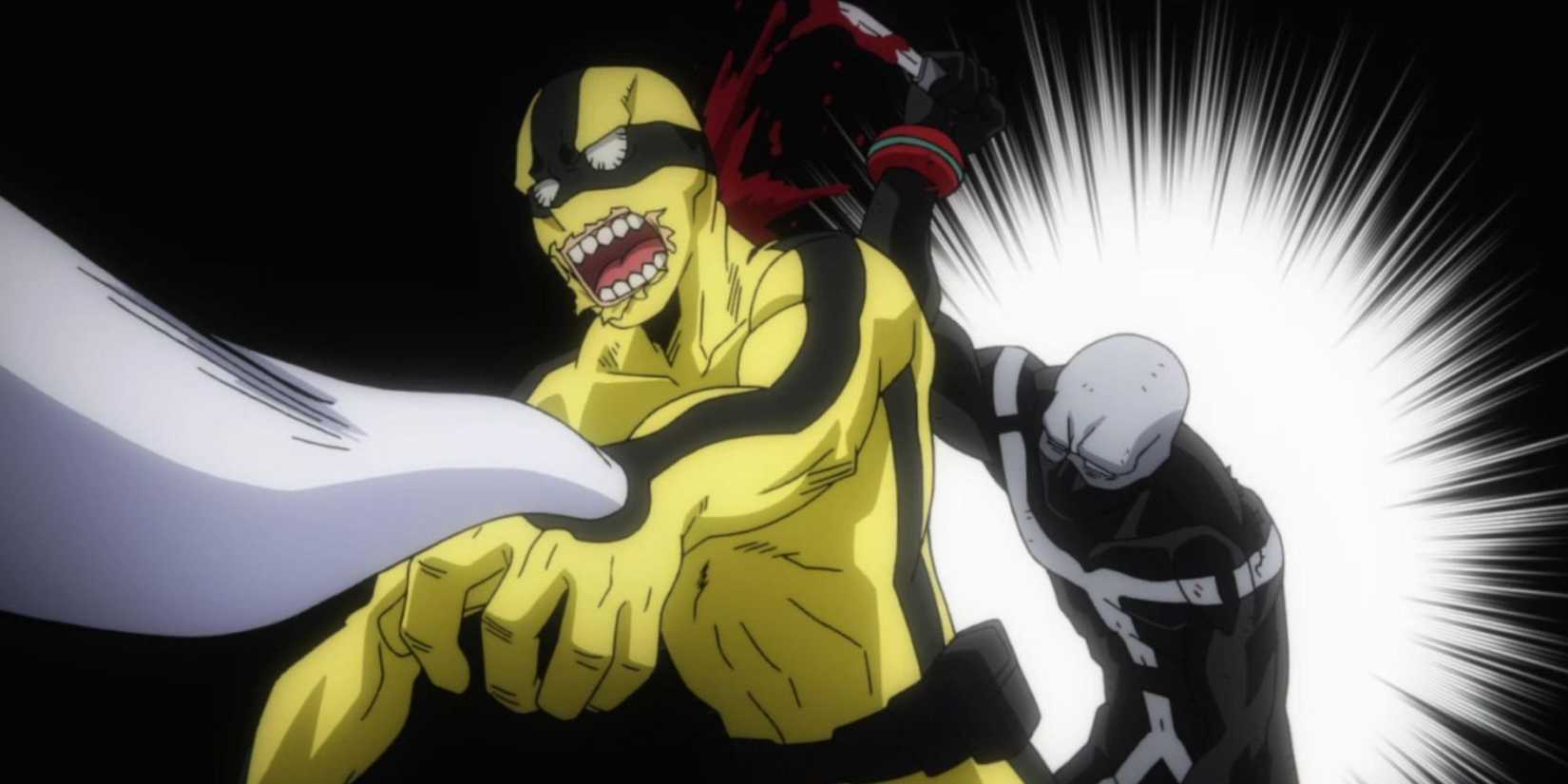 Twice's clone stabs Eel Boy in the back.