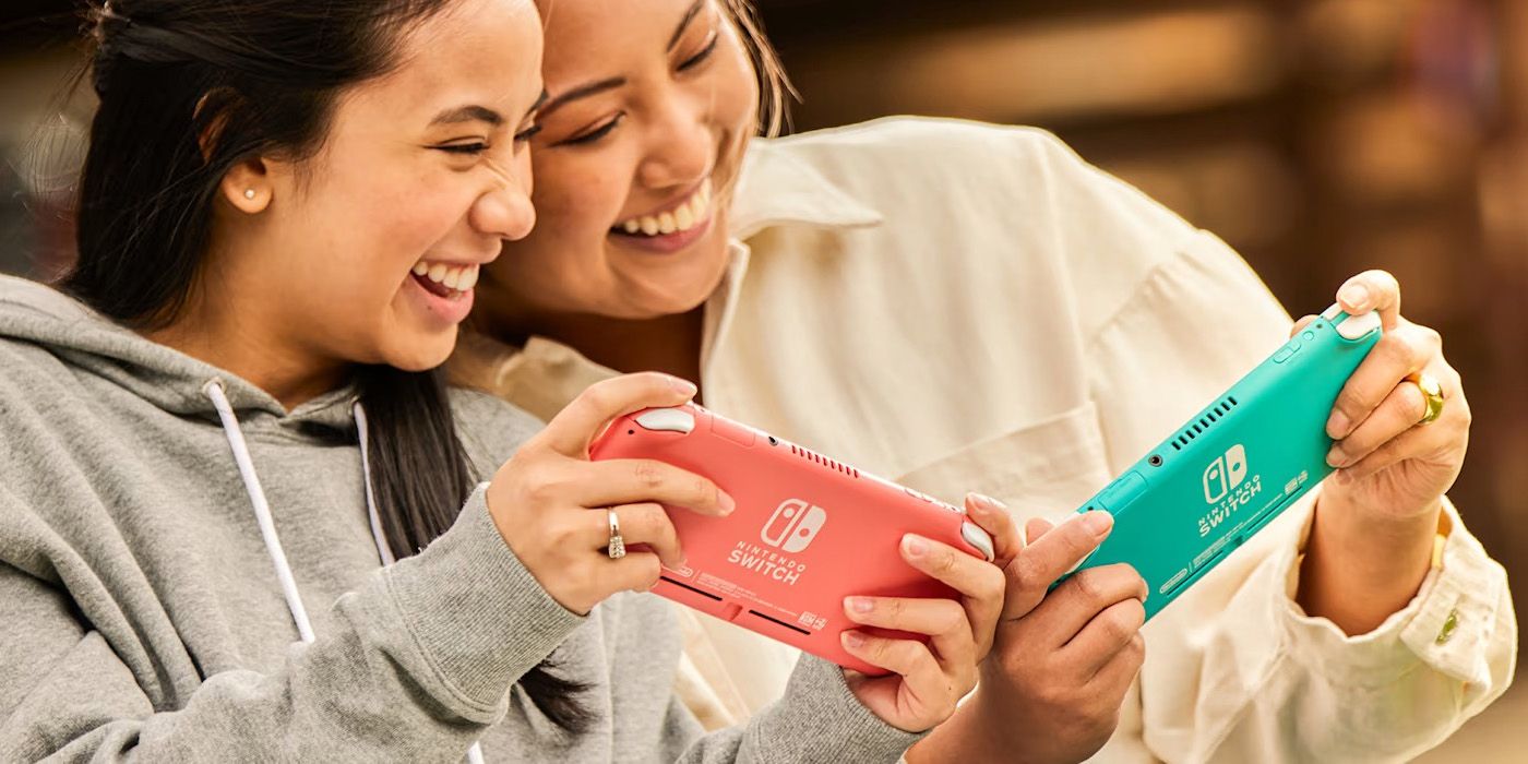 Two Women Gaming on Nintendo Switch Lites