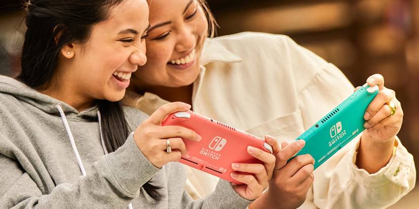 Two Women Gaming on Nintendo Switch Lites