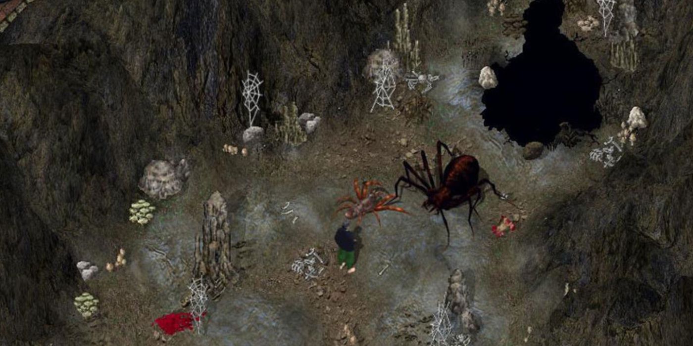 Ultima Online playing fighting a spider