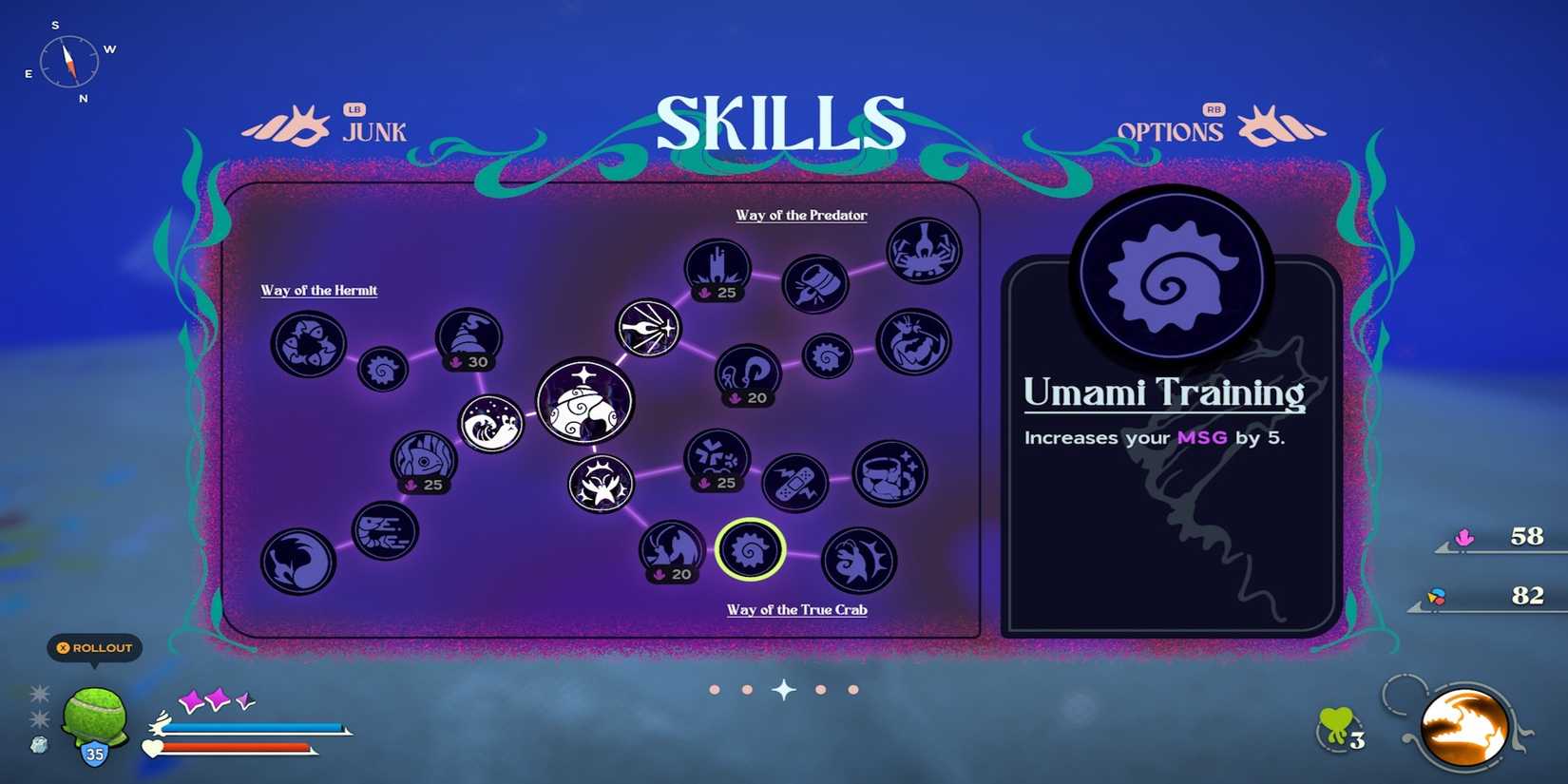 Umami Training skill in Another Crab's Treasure