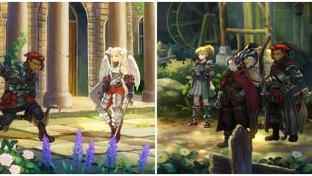 Split image of the Mandrin cutscene and the opening cutscene in A Shifting Tide in Unicorn Overlord