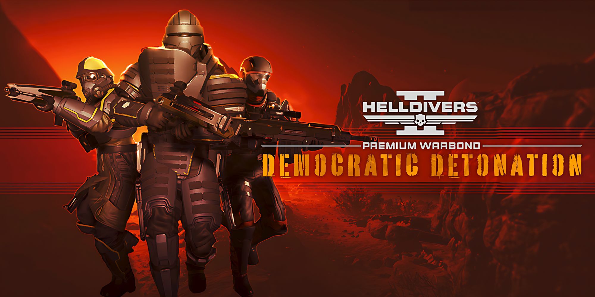 a picture of the cover art for the democratic detonation warbond from Helldivers 2