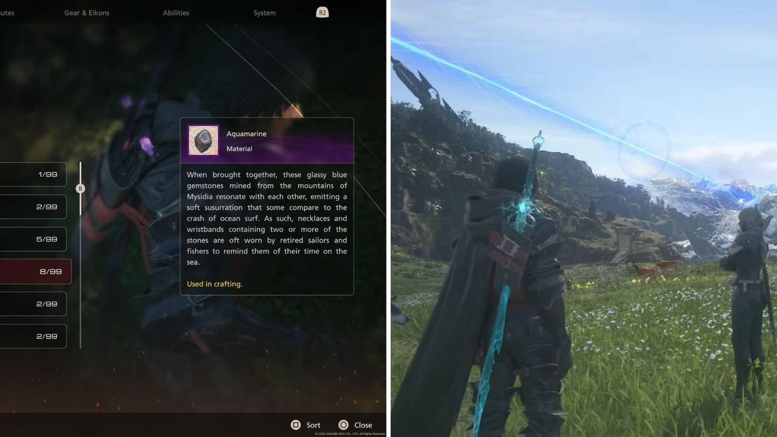 Aquamarine's In-game Description & Clive & Shula Overlooking The Region