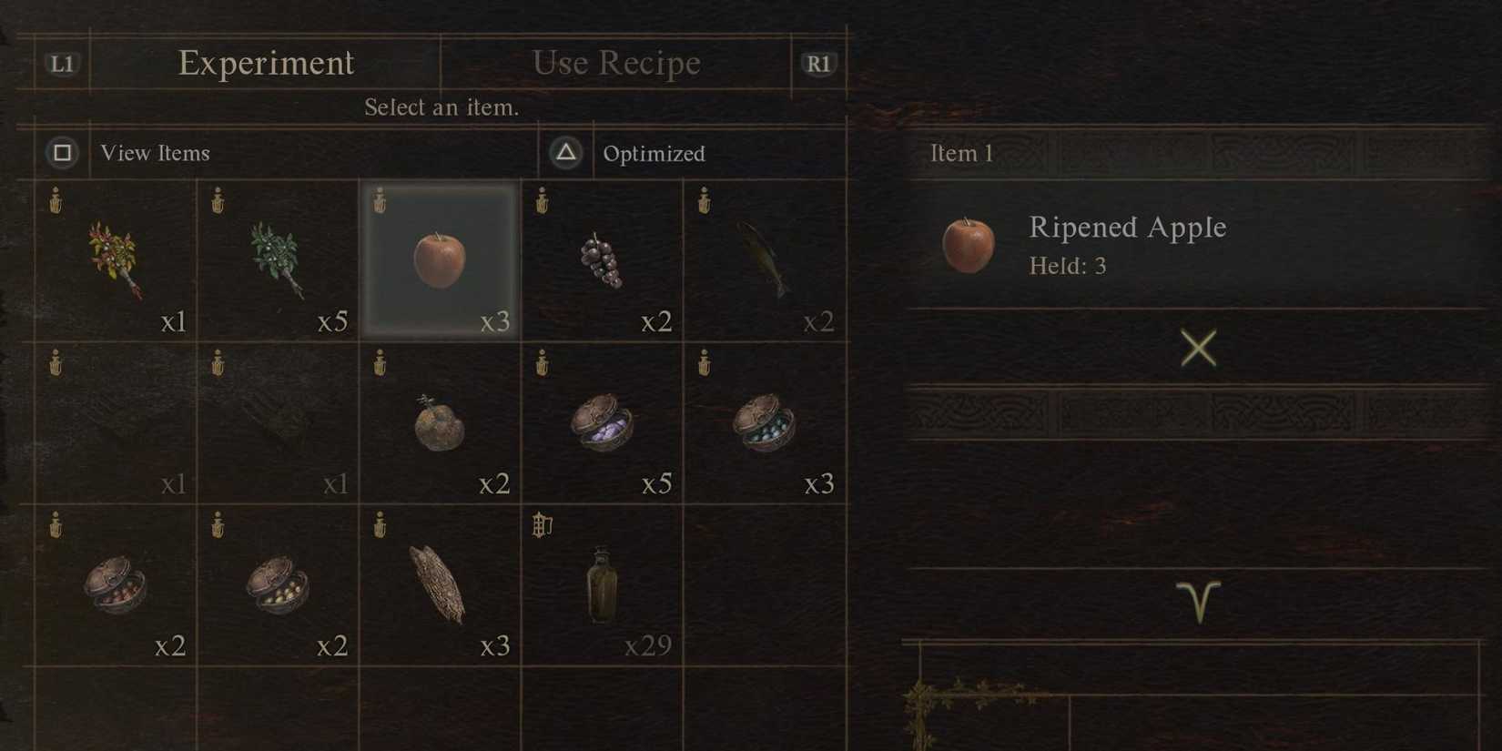 The crafting menu in dragon’s Dogma 2
