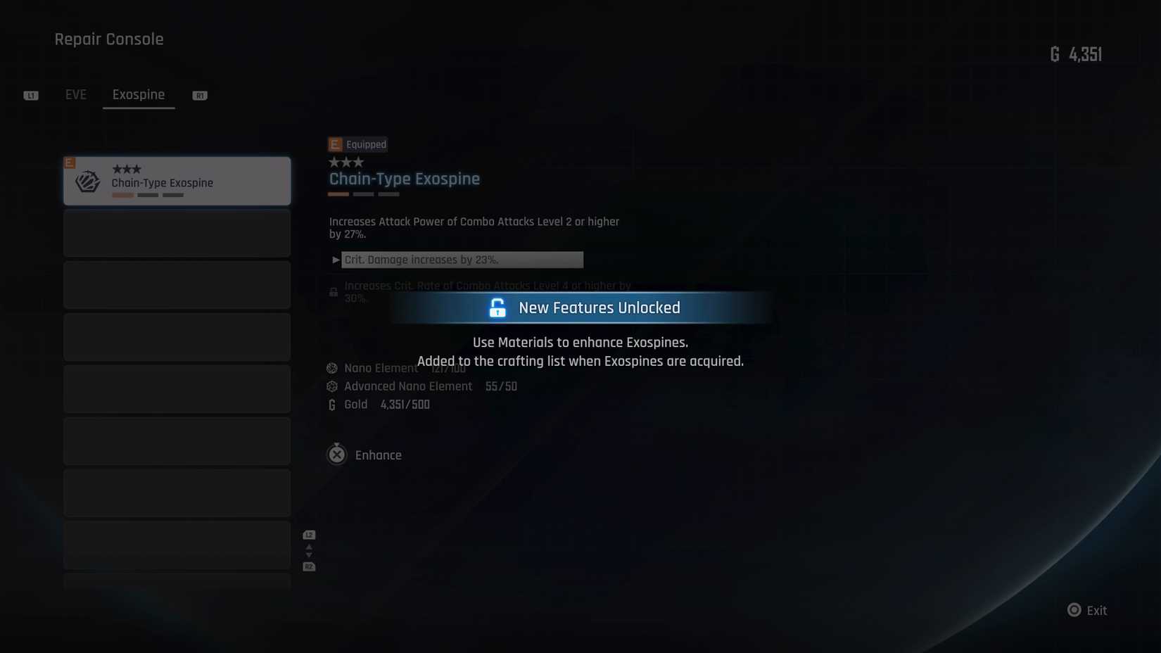 Upgrading Eve's Exospines in Stellar Blade