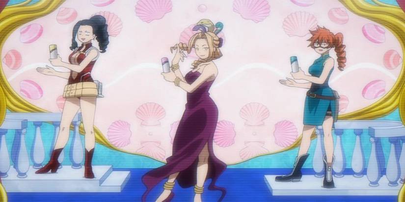 Uwabami working as a model alongside Momo and Itsuka.