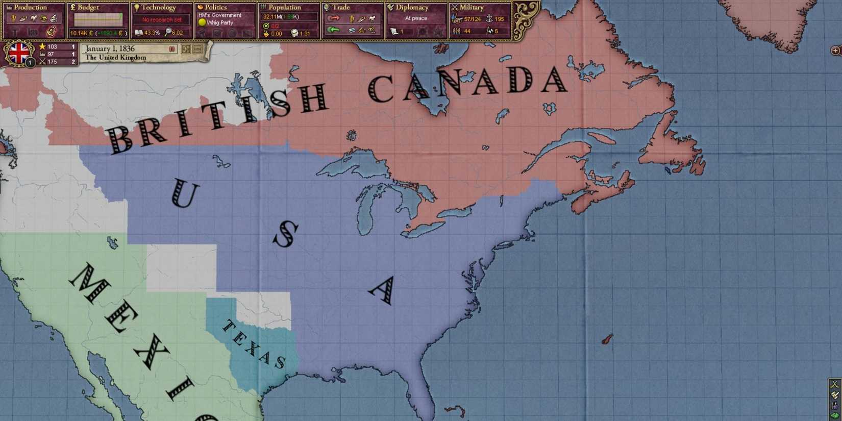 Victoria 2 Map of North America