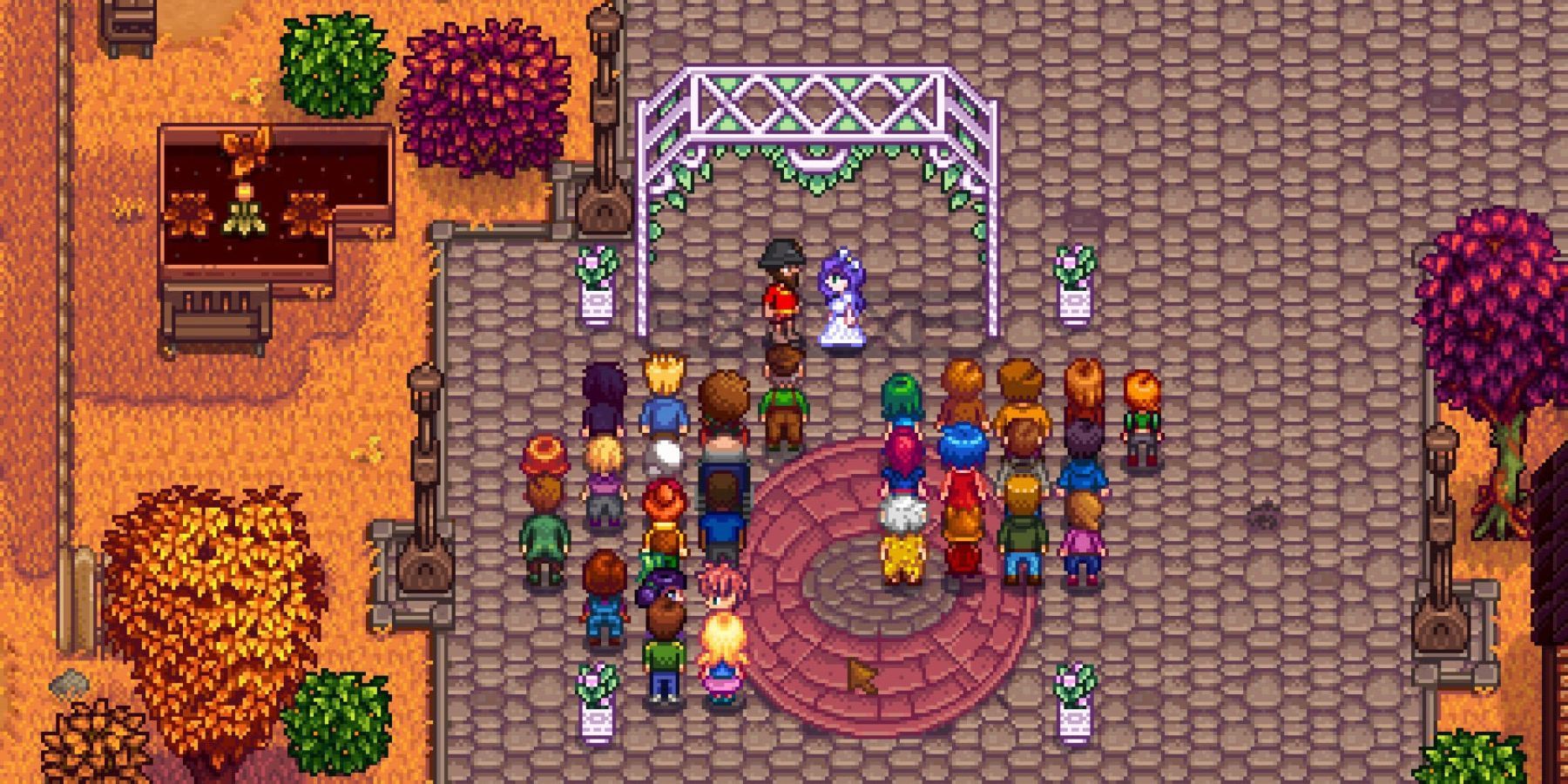 marriage ceremony taking place in Stardew Valley.