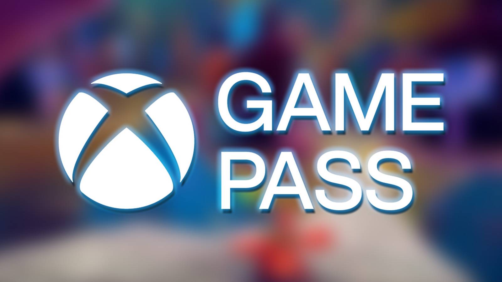 white abridged Xbox Game Pass logo with blue outer glow on blurred Another Crab's Treasure screenshot