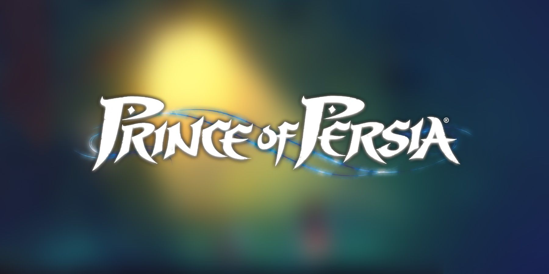 white and blue Prince of Persia series logo on heavily blurred Dead Cells Steam promo screenshot