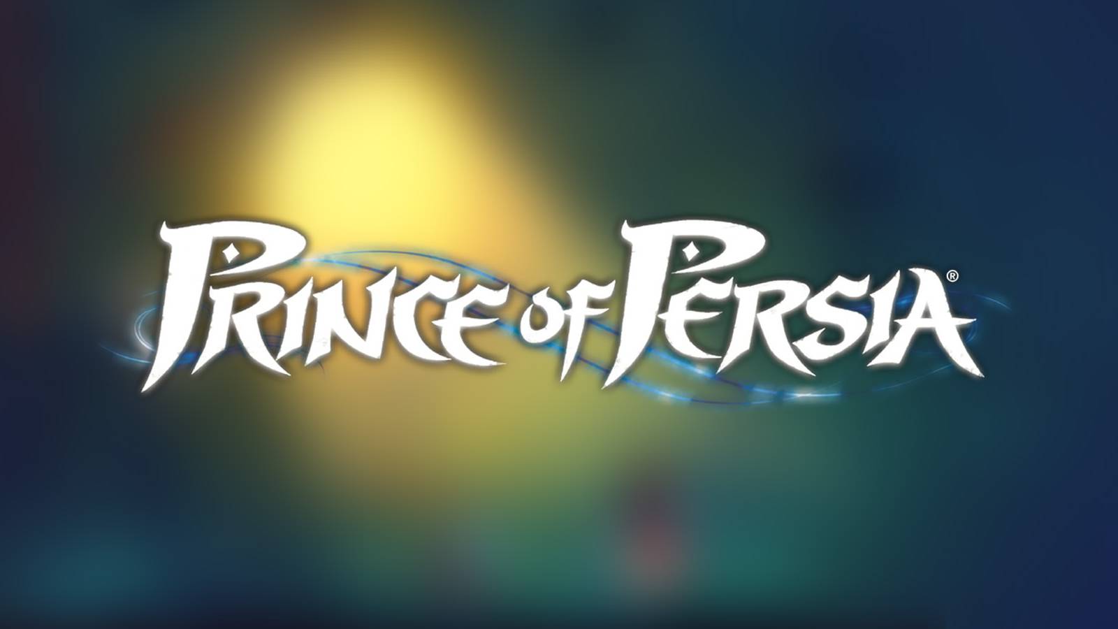 white and blue Prince of Persia series logo on heavily blurred Dead Cells Steam promo screenshot