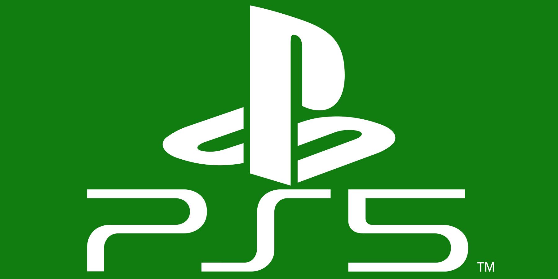 white Sony PS5 logo and PlayStation emblem submark on Xbox green background