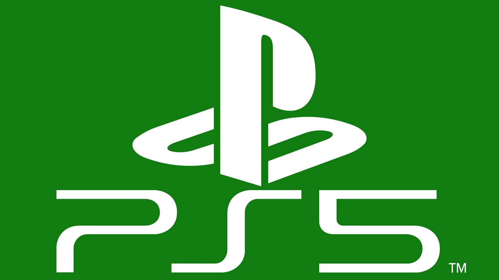 white Sony PS5 logo and PlayStation emblem submark on Xbox green background