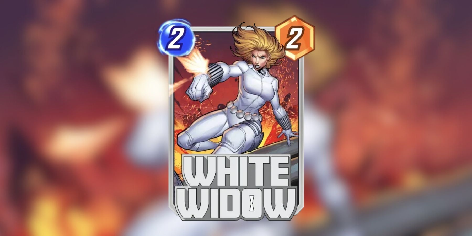 white widow’s card art in marvel snap.