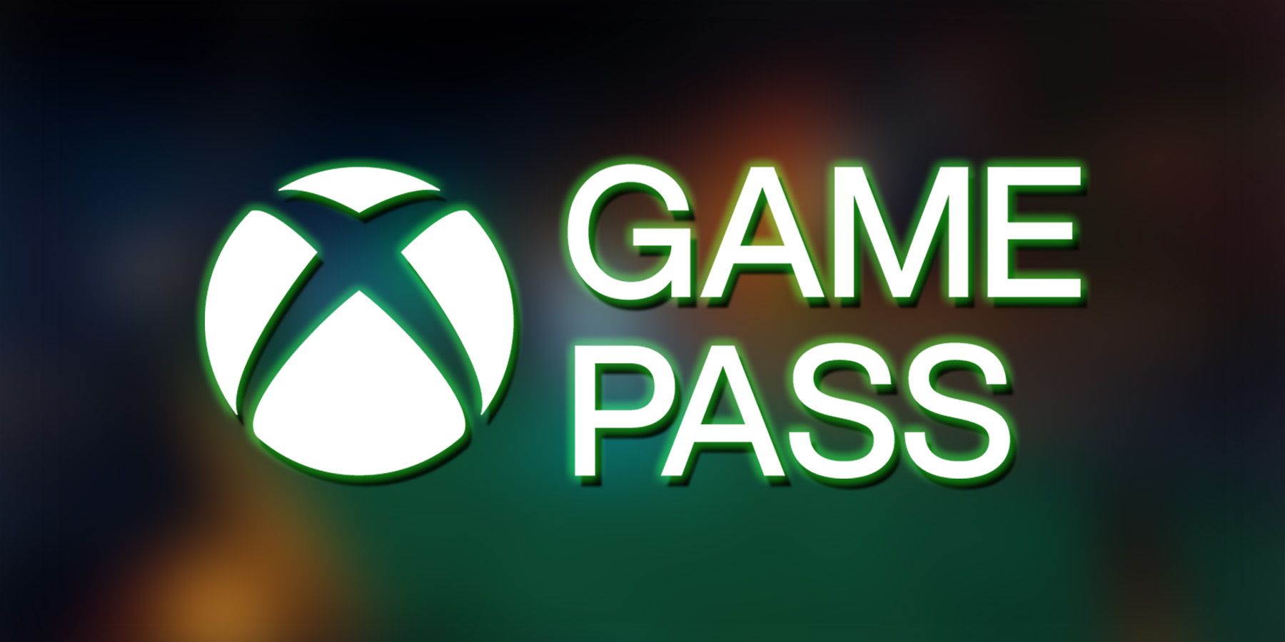 white Xbox Game Pass logo with green outer glow on heavily blurred Phantom Abyss screenshot