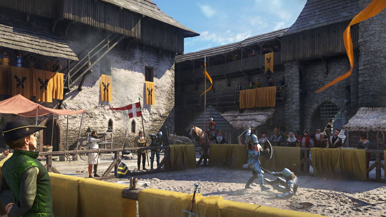 A group of NPCs watching a battle in Kingdom Come: Deliverance