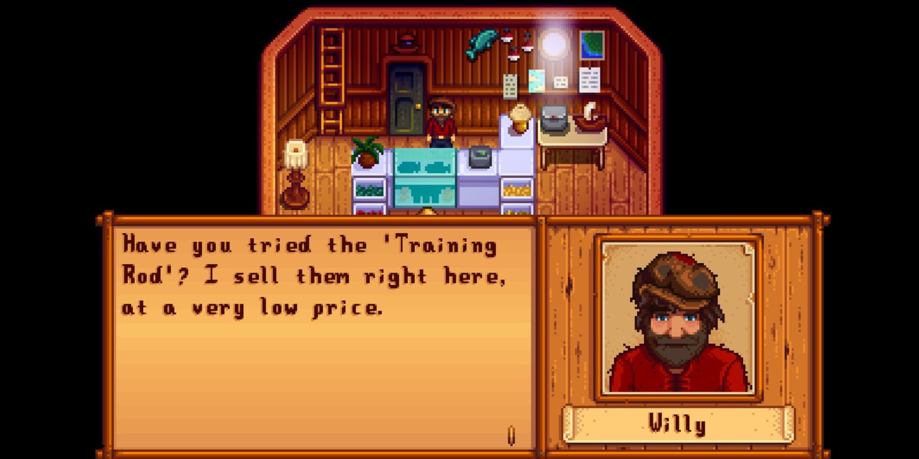 willy suggests that the player buys a training rod