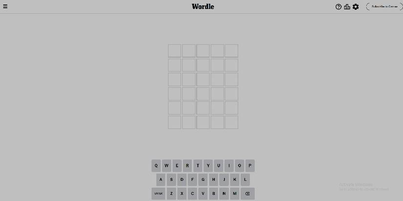 Wordle screenshot of the Wordle game