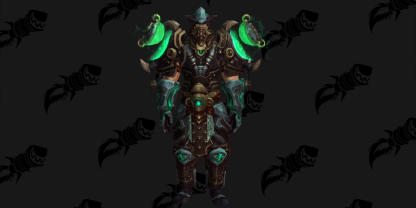 World of Warcraft human wearing the Battlegear of the Somber Gaze Transmog