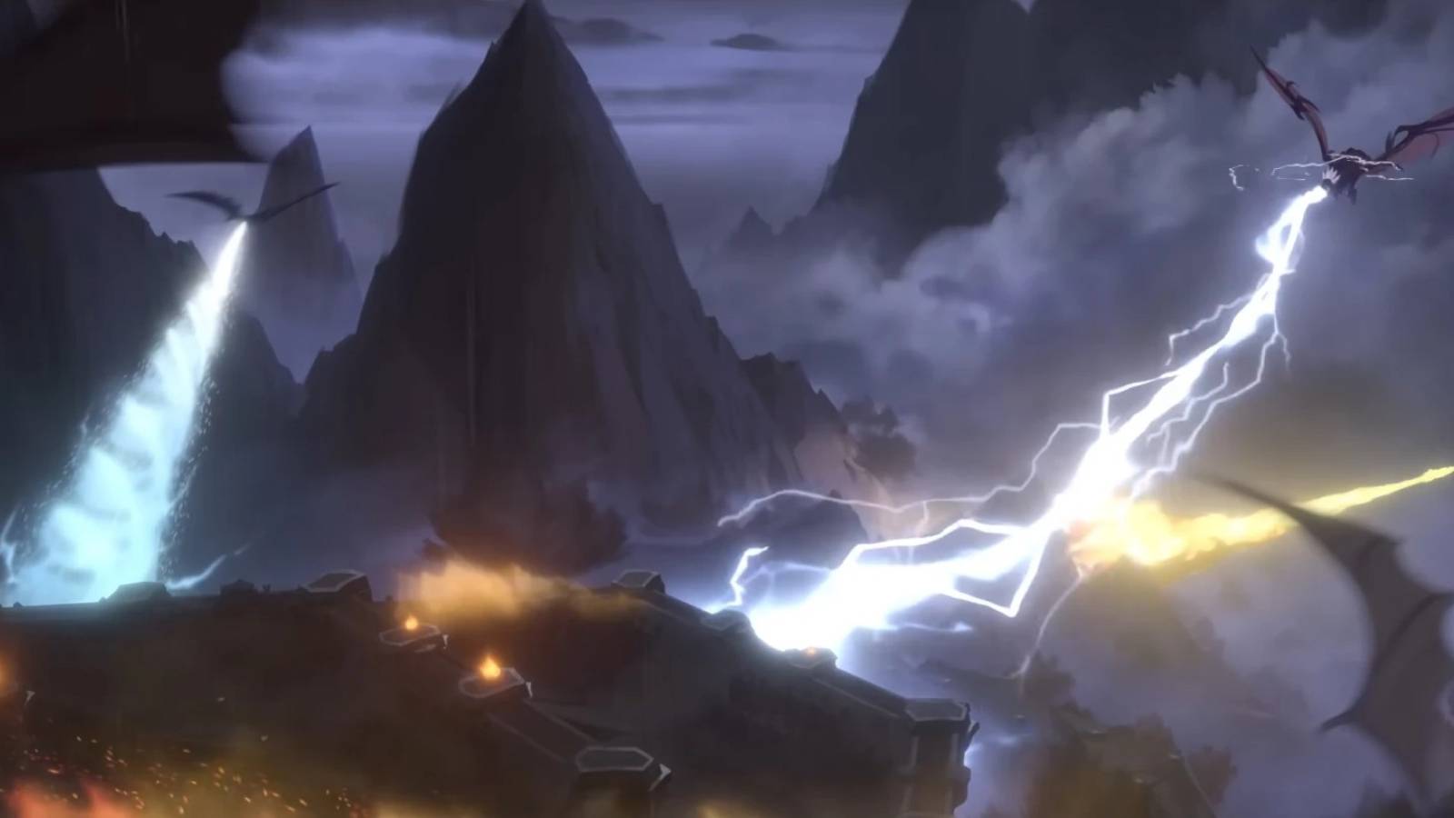 dragons and dracthyr fighting from the wow df legacies shorts