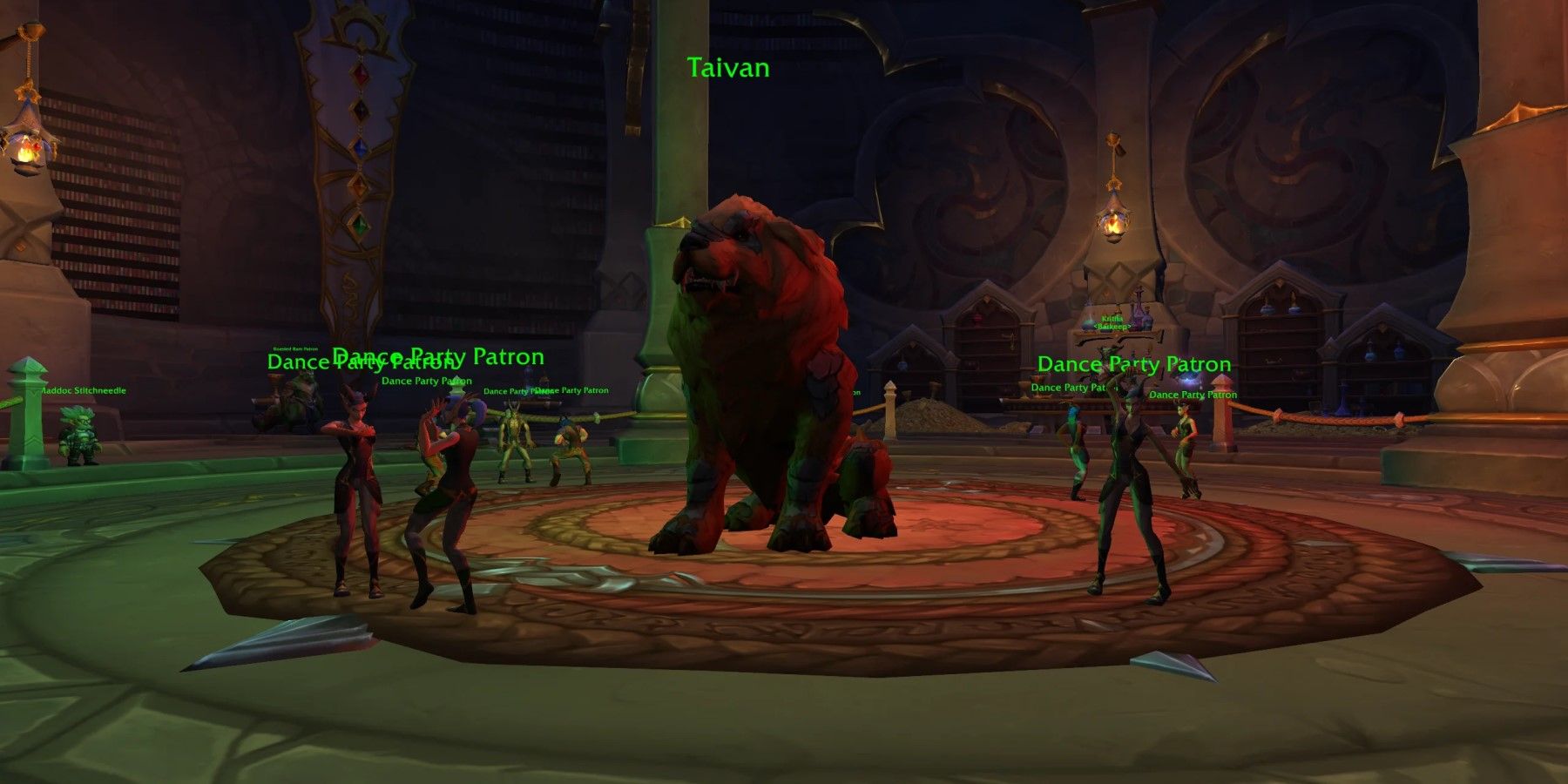taivan the massive bakar hanging out at a party in Valdrakken in wow