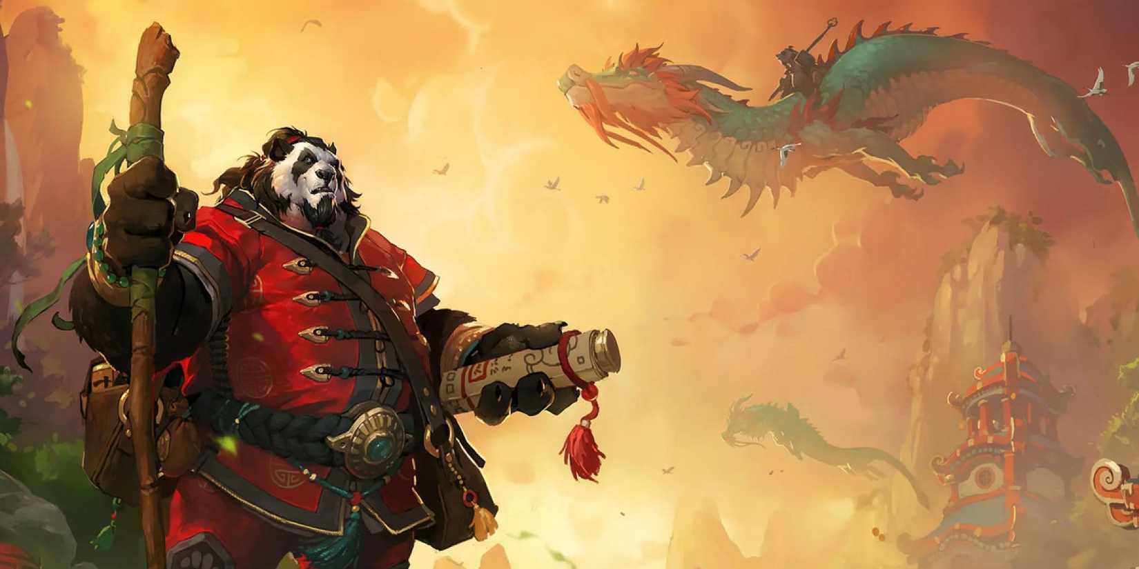 a pandaren and jade serpent from wow