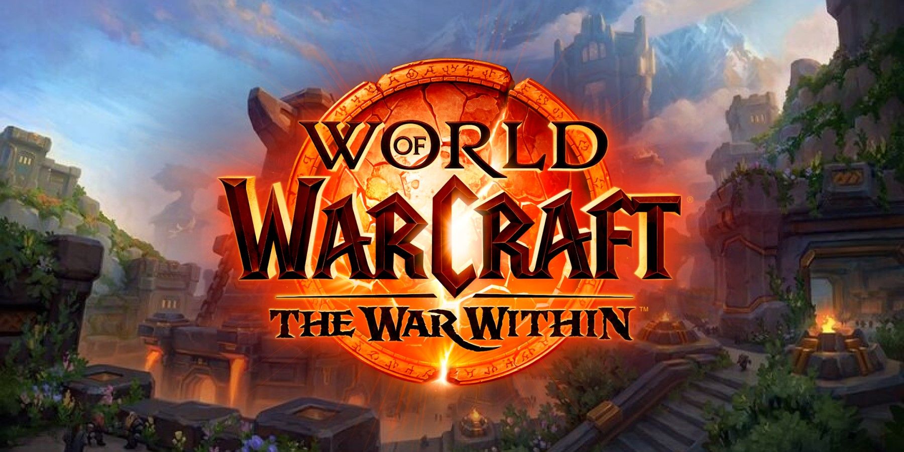 loading screen for the isle of dorn with the wow world within logo on it
