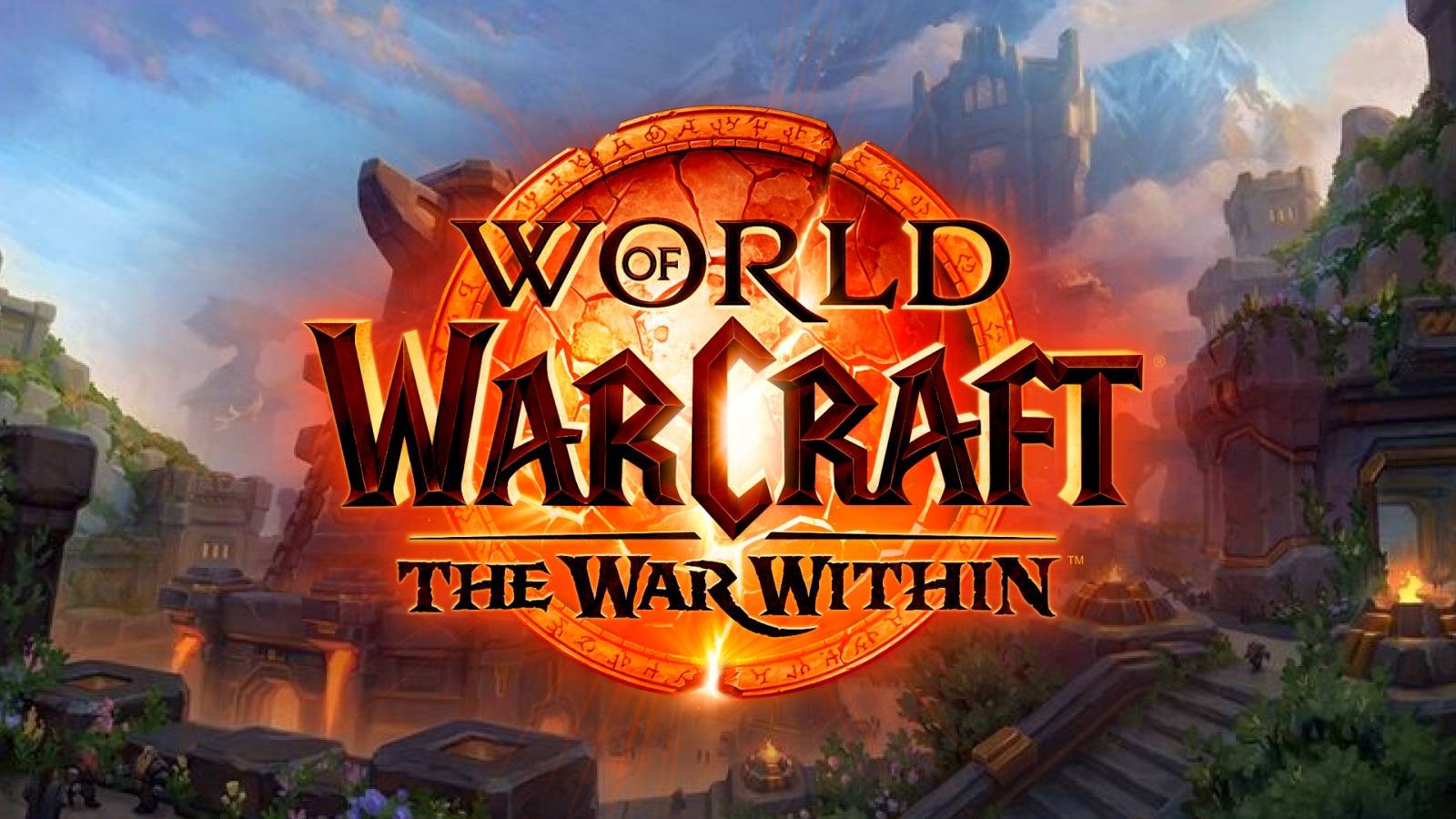 loading screen for the isle of dorn with the wow world within logo on it