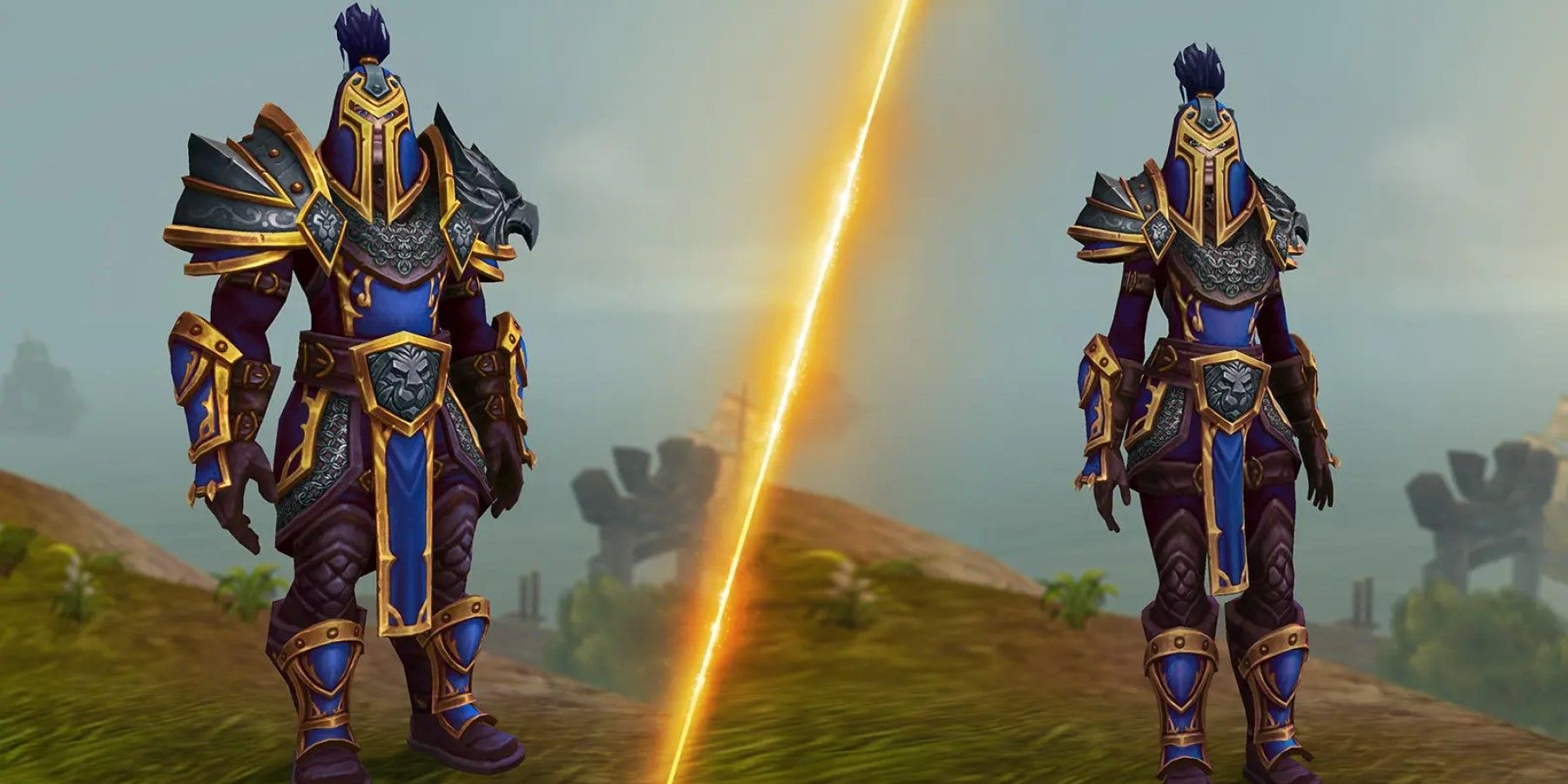 two humans wearing the blue color of the heritage armor from wow