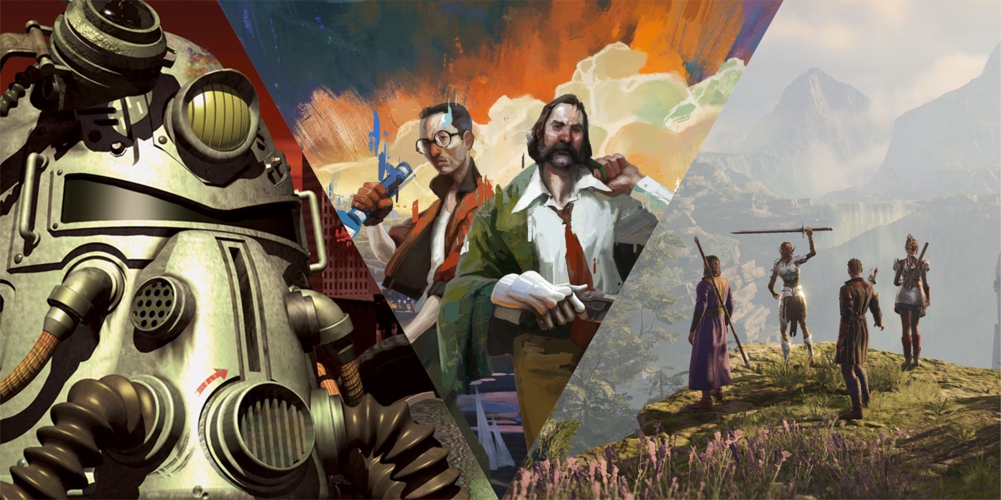 Image with Fallout 1, Disco Elysium, and Baldur's Gate 3 