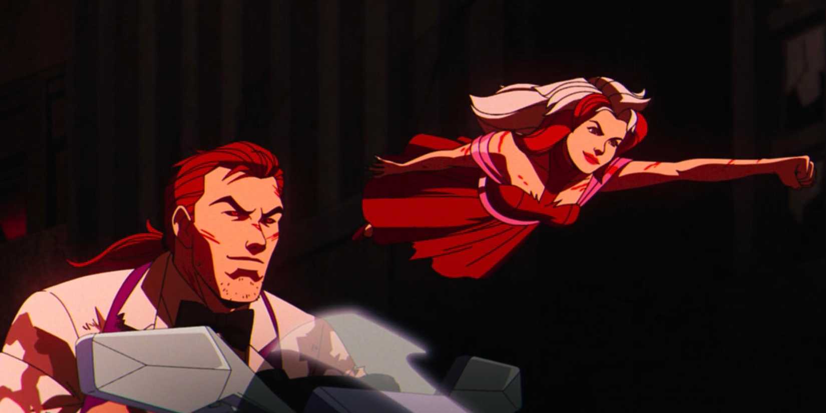 Gambit and Rogue in battle in X-Men '97 