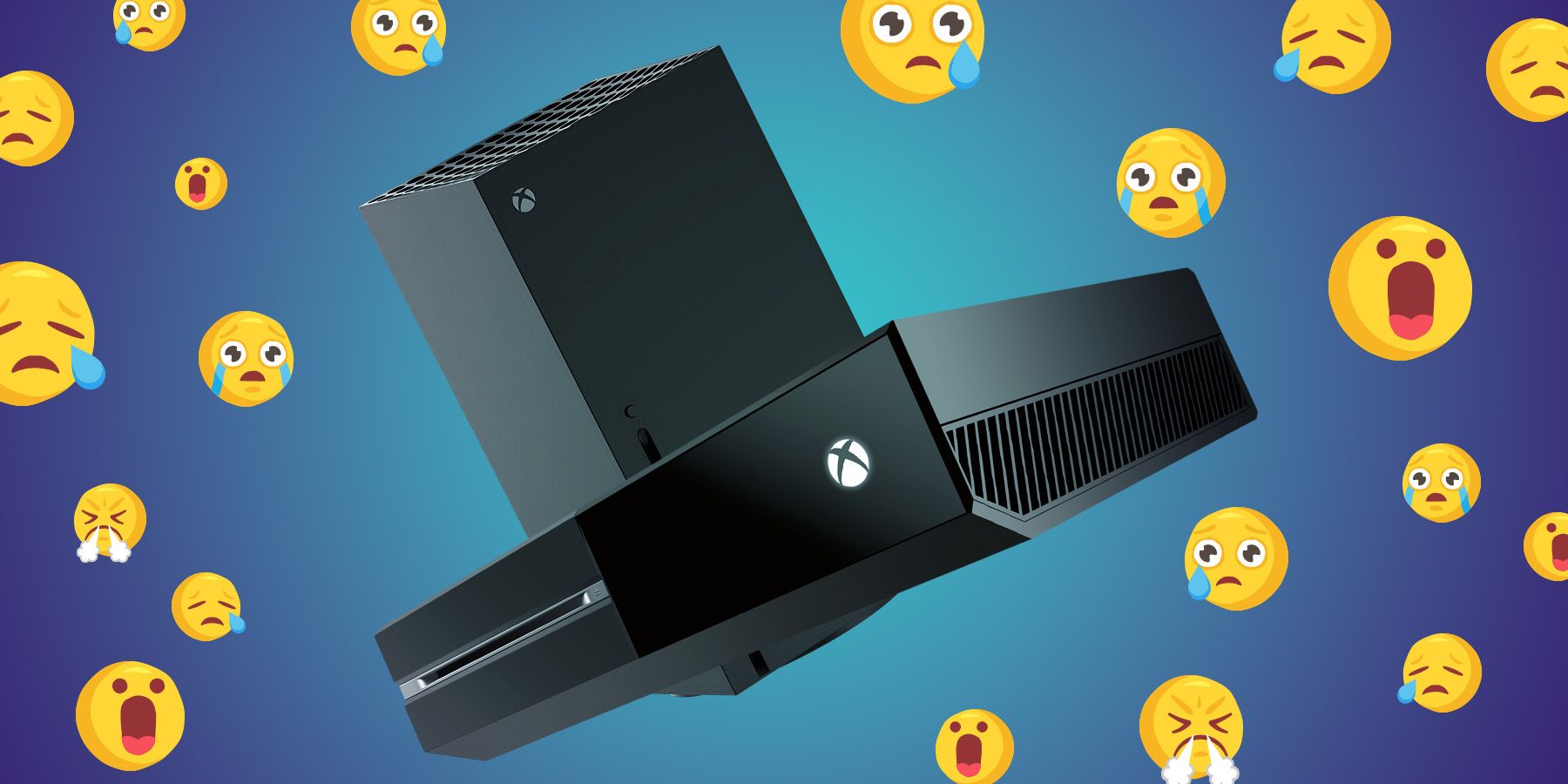 xbox consoles with crying emojis