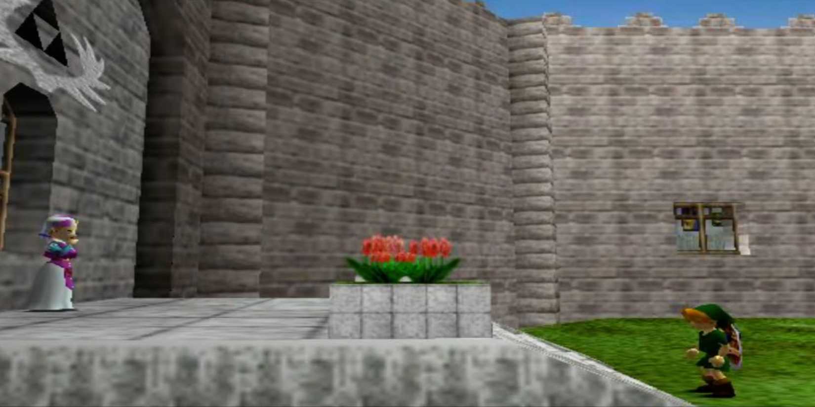 Young Link meets with Young Zelda in the past.