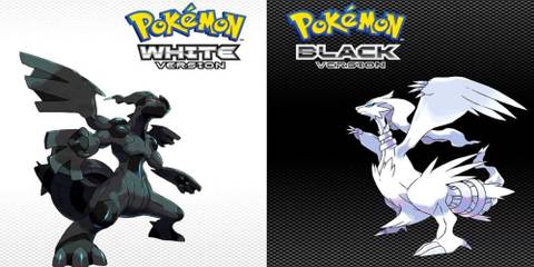 Zekrom and Reshiram in official promo art of Pokemon Black & White.