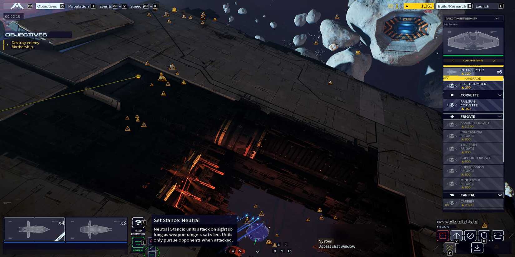 The Player Setting A Ship's Stance