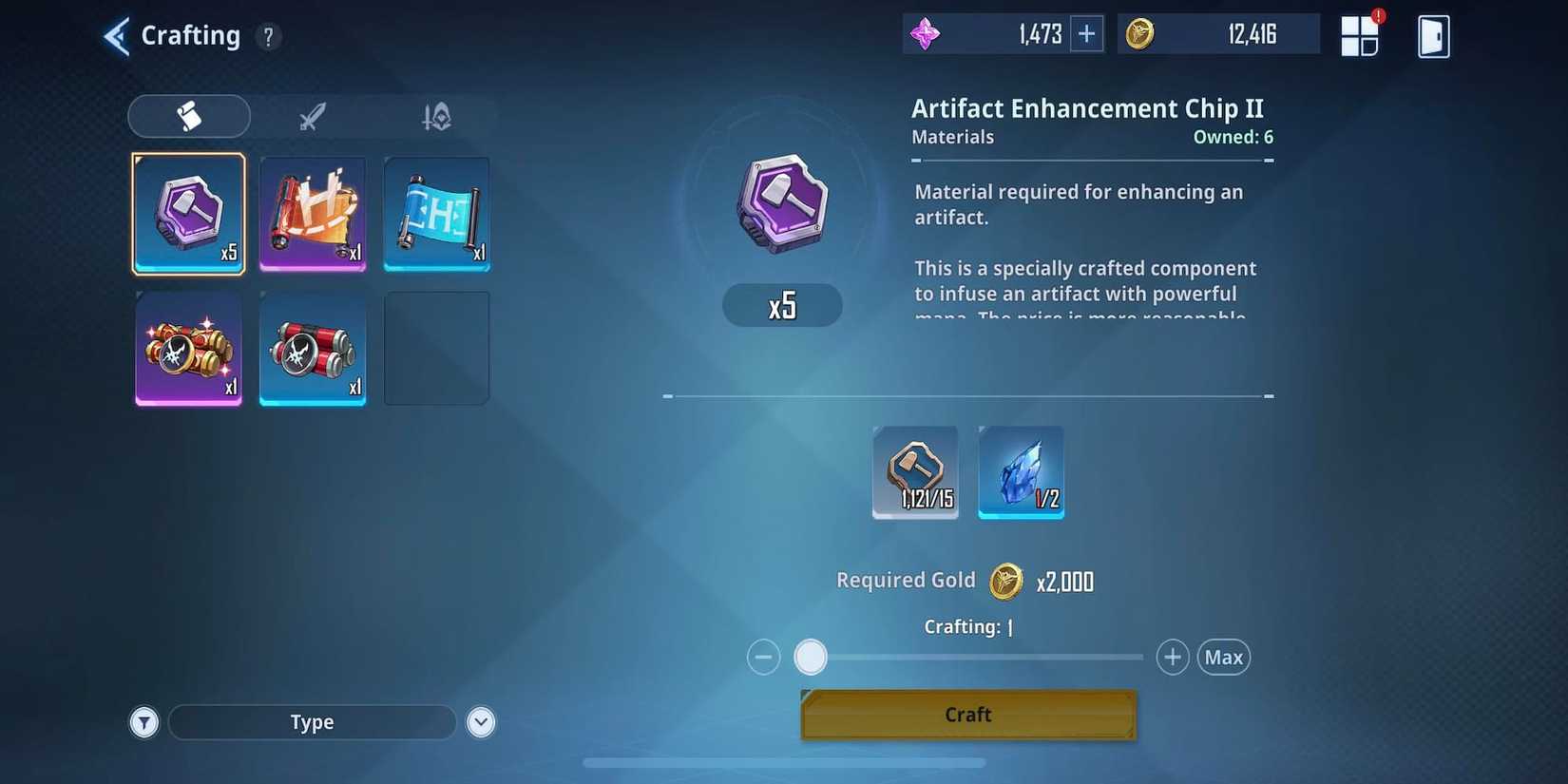 The Player Crafting An Artifact Enhancement Chip