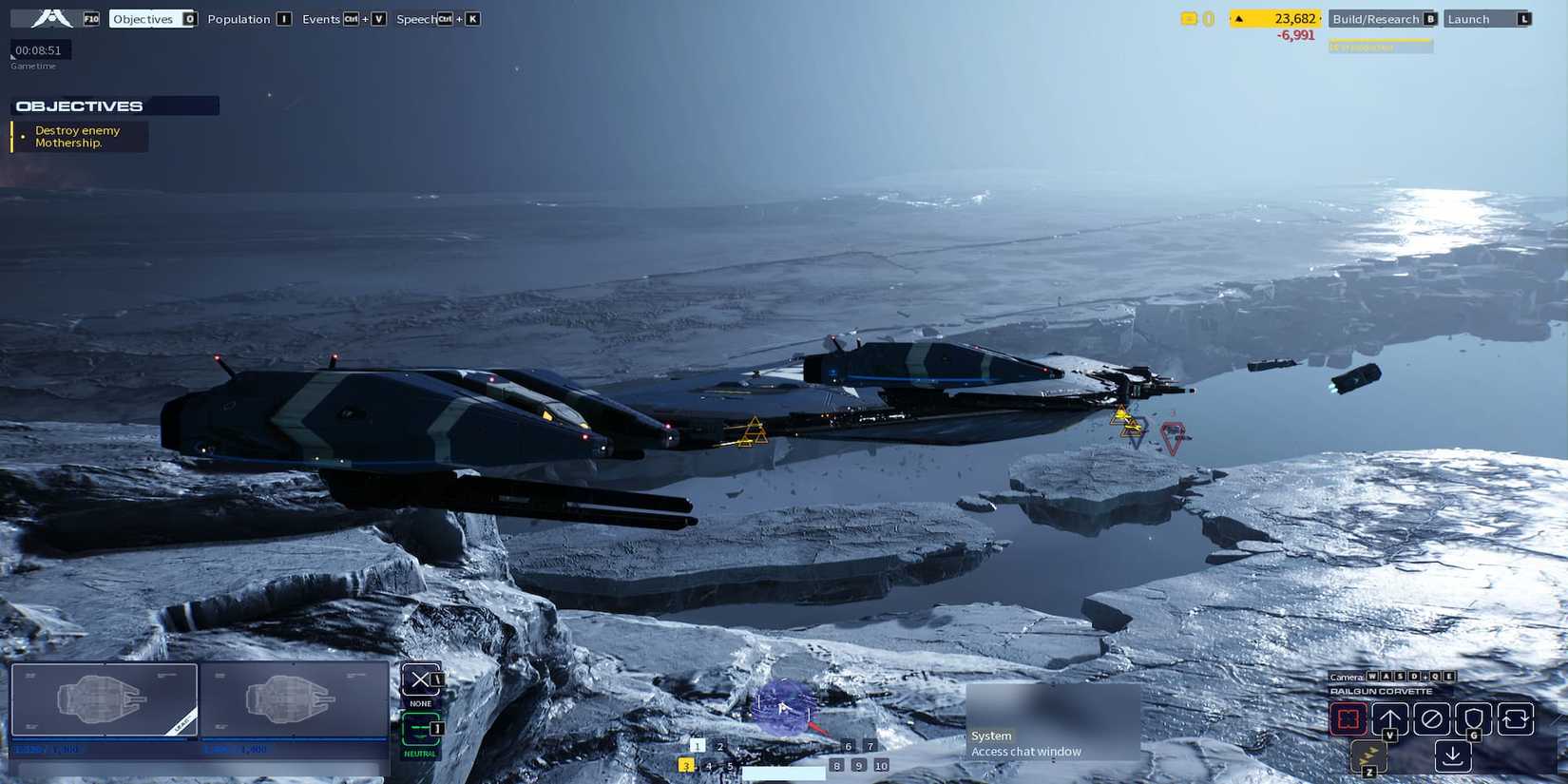 Hiigaran Corvettes Near Their Mothership