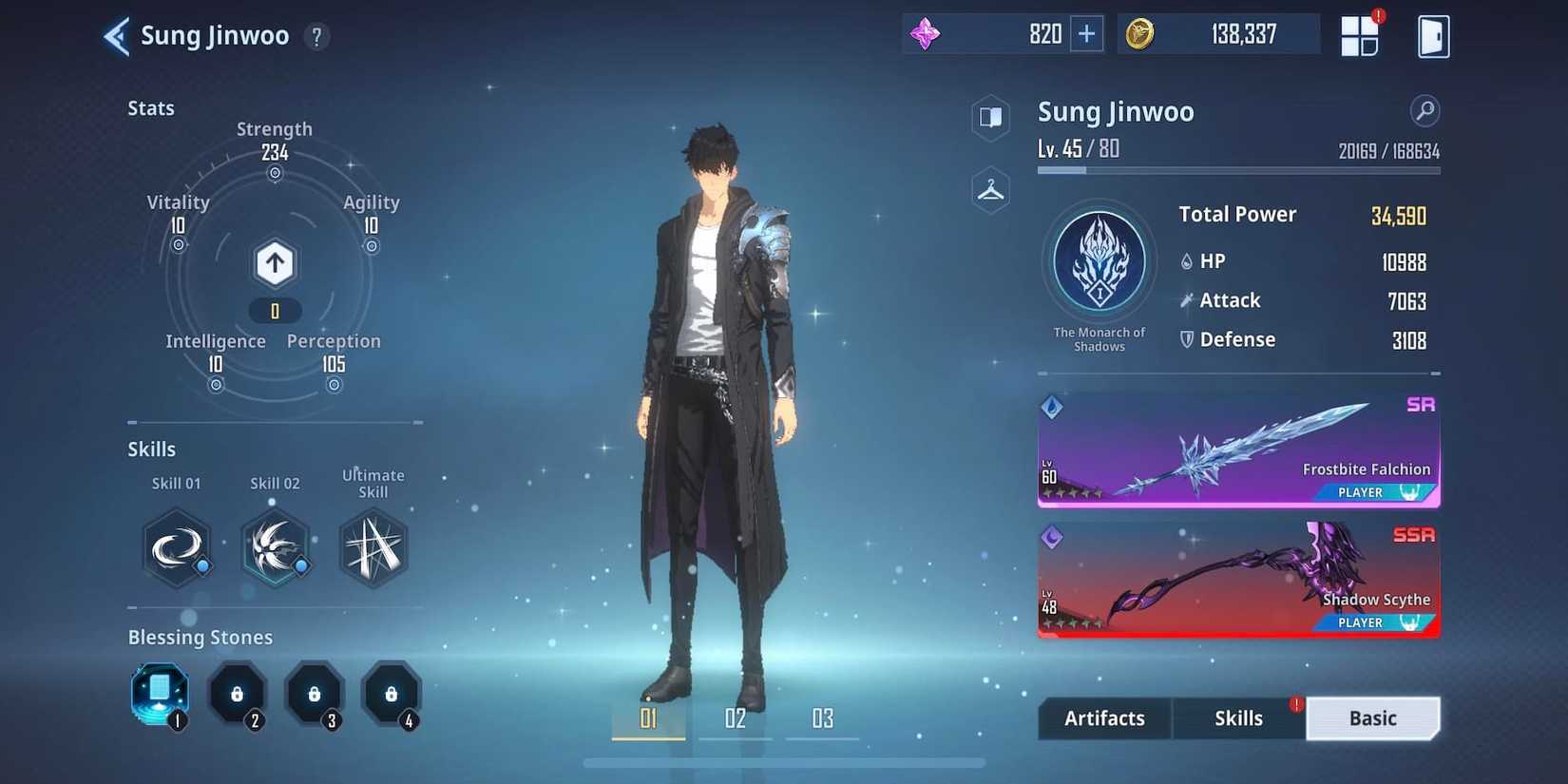 Sung Jinwoo With A Blessing Stone Equipped