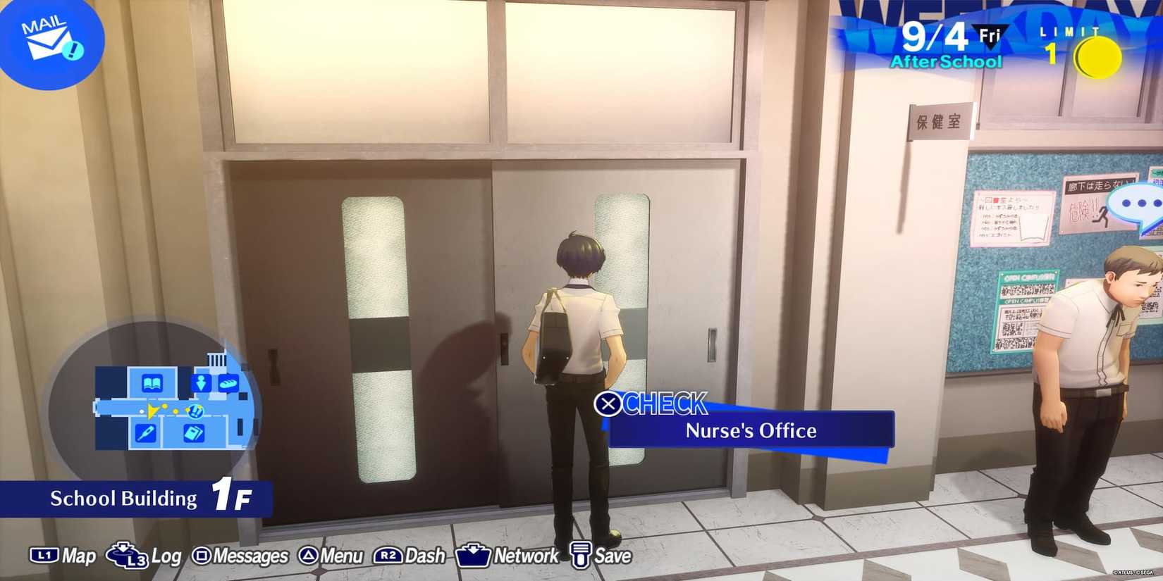 The Player Standing In Front Of The Nurses Office