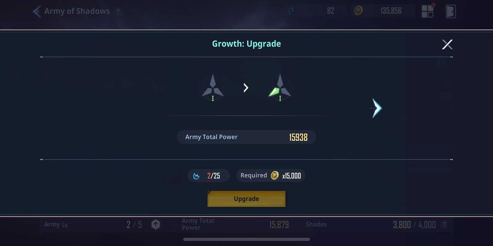 The Player Attempting To Upgrade Their Shadow 