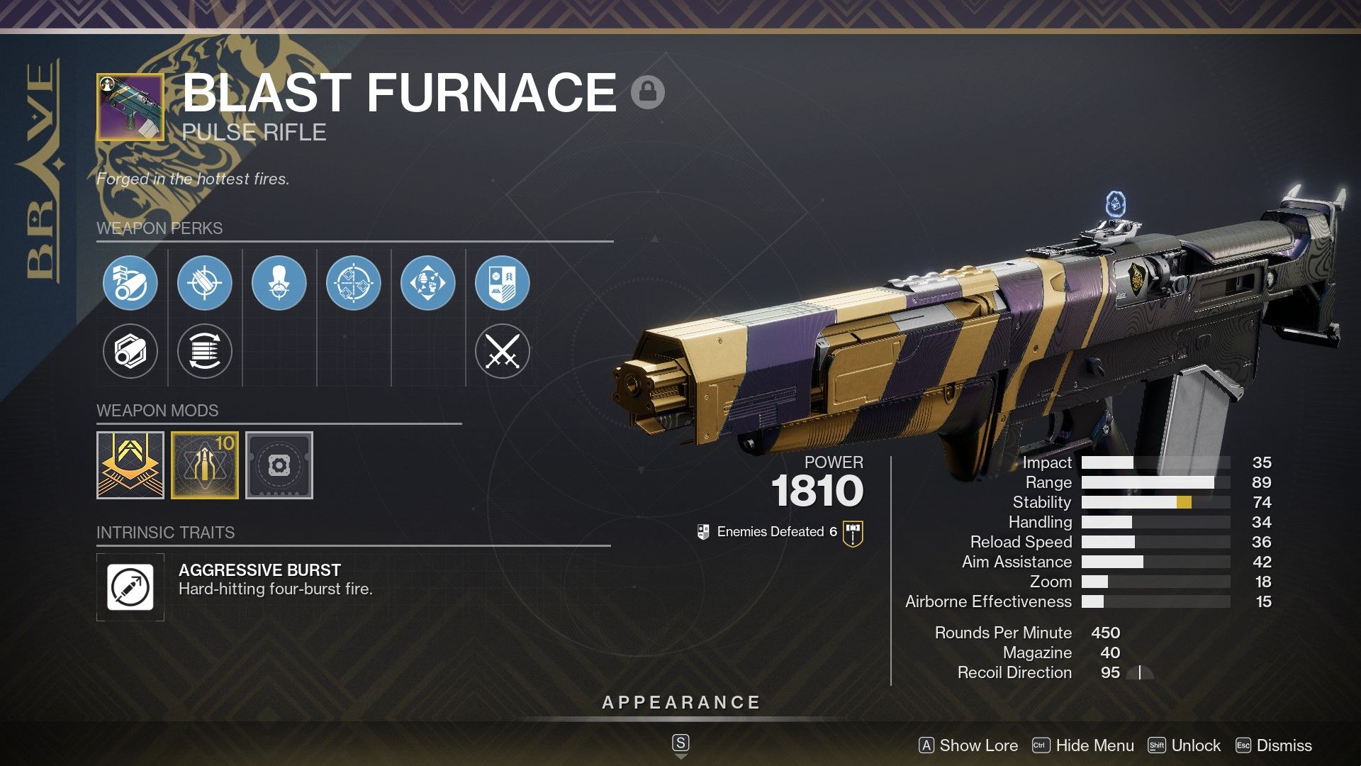 A random Blast Furnace roll in Destiny 2