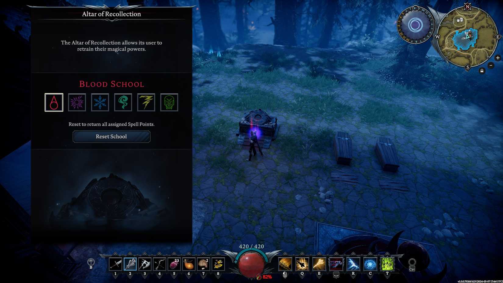 Respec screen in V Rising