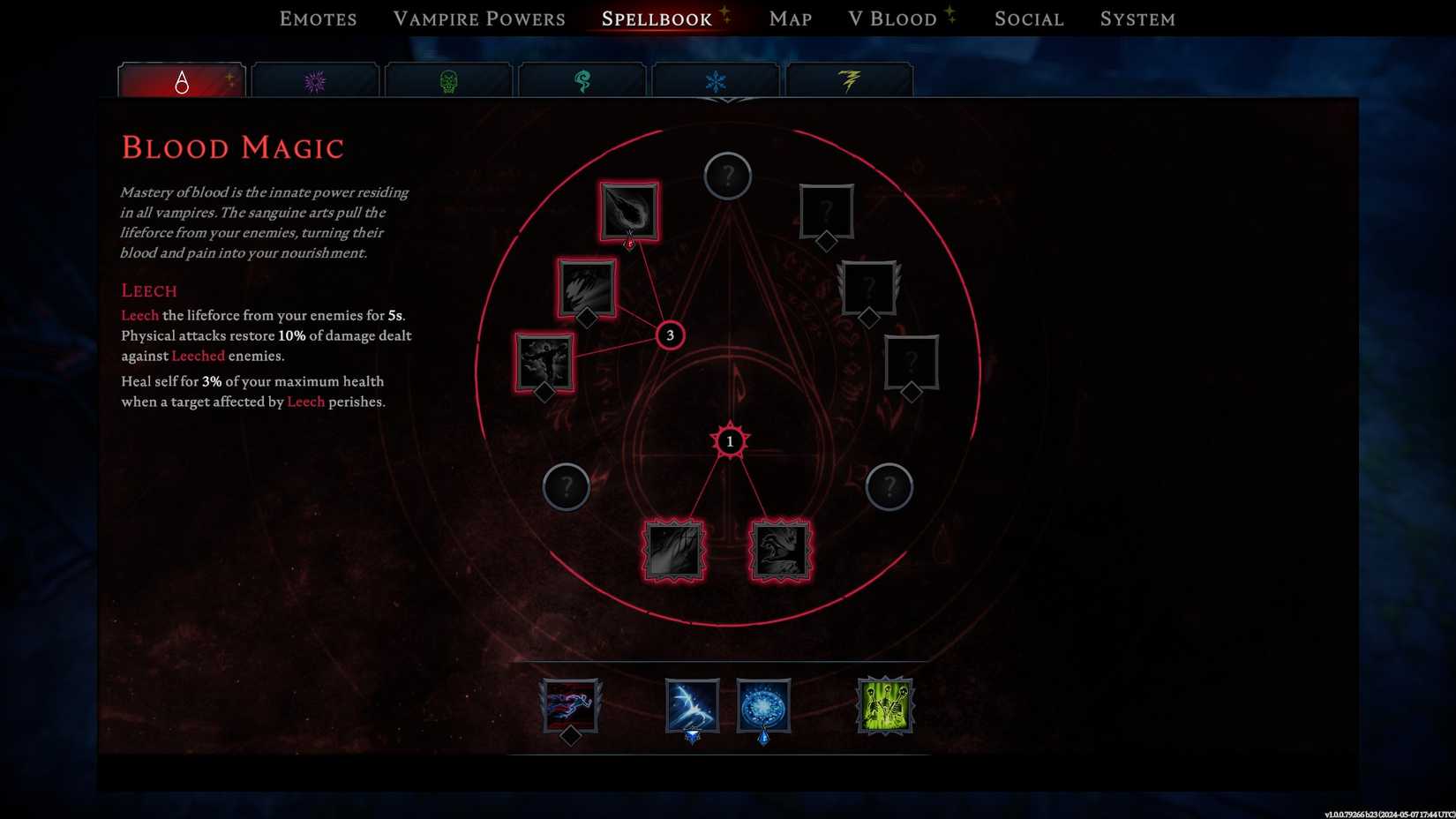 Blood Magic window after being reset in V Rising