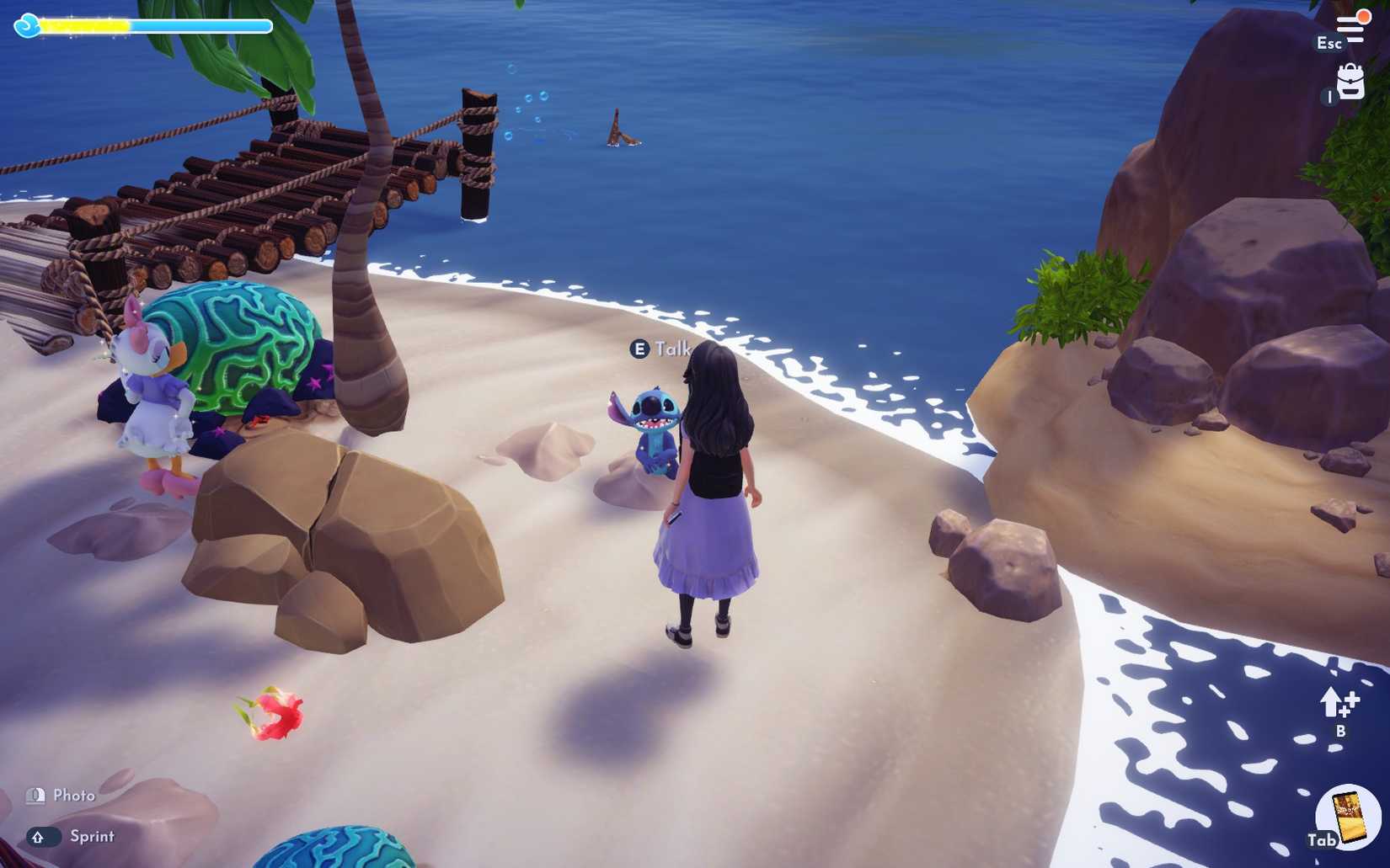 talking to stitch in dazzle beach ddv