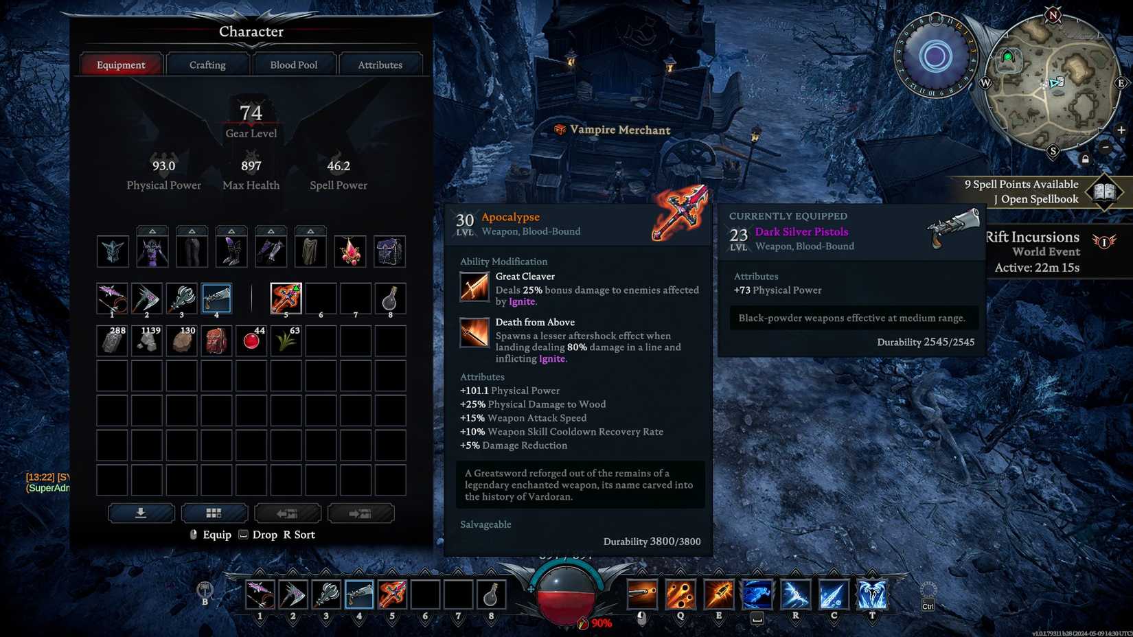 The Apocalypse unique greatsowrd in V Rising