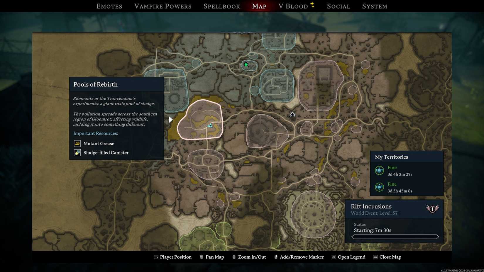 Pools of Rebirth on V Rising's map