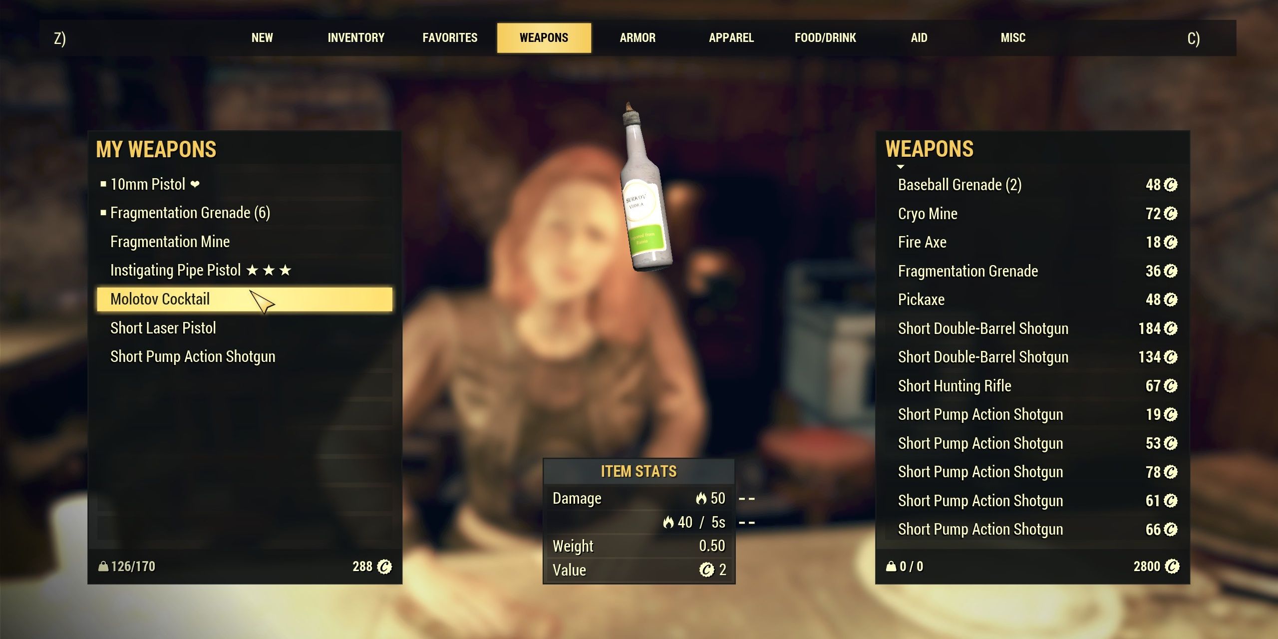 selling a molotov cocktail